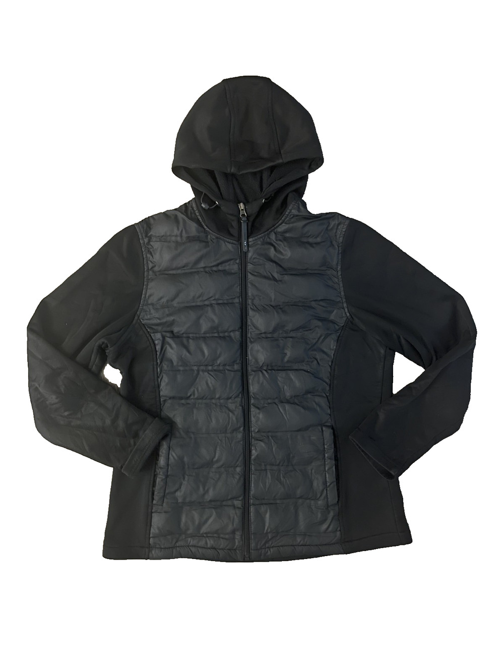 Men's New Balance Size XL Black Hooded Jacket Puff Center Pockets Zip Up